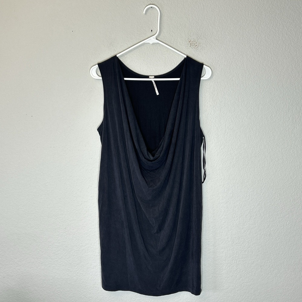 Free People Beach Modal Cowl Neck Tunic Top Womens Size S Wash Black Sleeveless